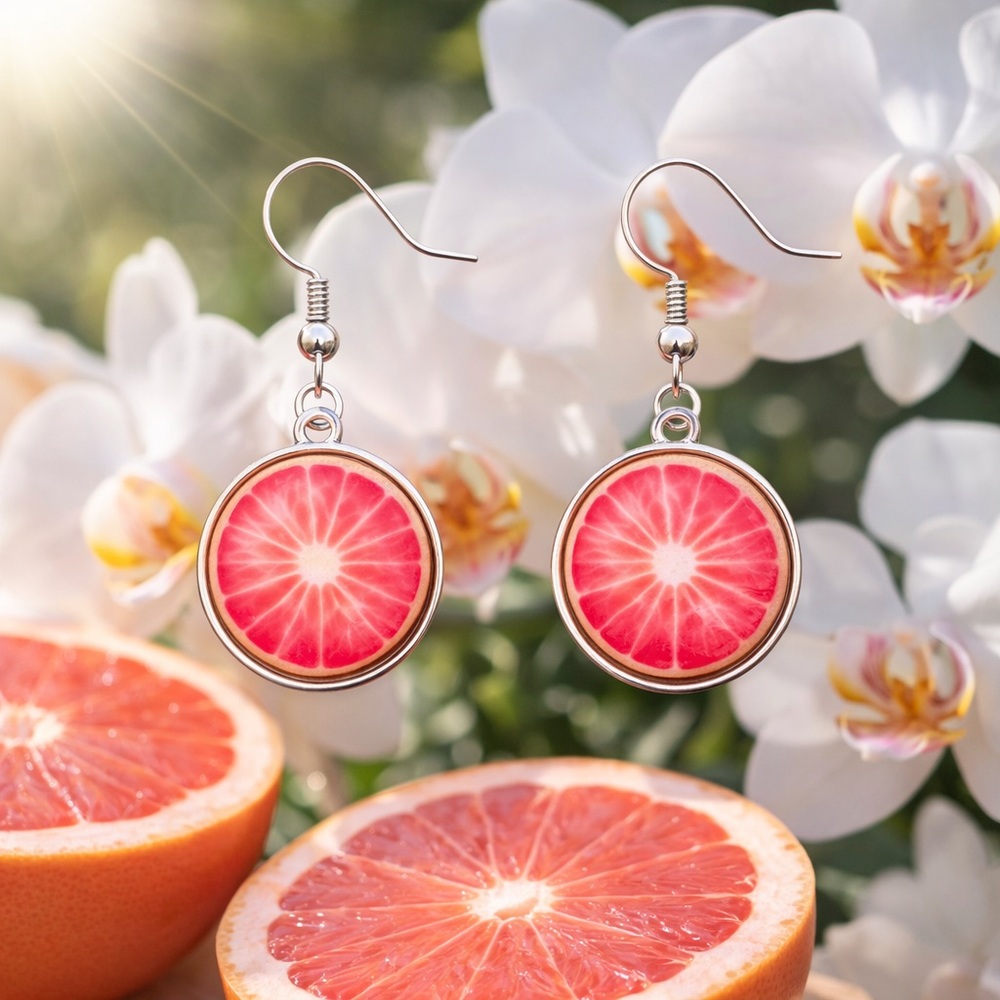 Elegant Pink Grapefruit Earrings